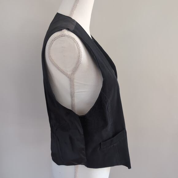 Sarah Morgan Vintage Black Leather Suede Vest Size Large - Picture 4 of 12